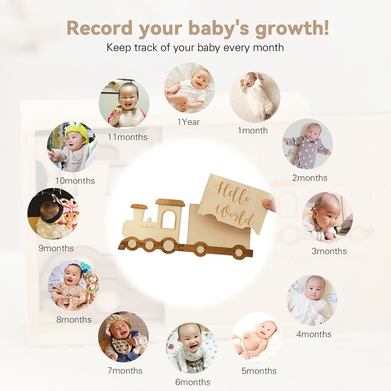 Tren conmemorativo de crecimiento del bebé transfronterizo, hito del tren, accesorios de cumpleaños para niños, decoración, hito de la foto de registro