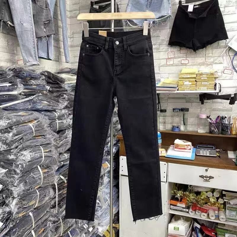 スモックパンツ レディース 春秋 2025年新作 ロールアップストレートジーンズ バゲットパンツ 七分丈・九分丈 小柄さん向け トレンド|undefined