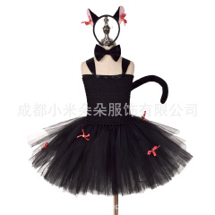 新款動物連衣裙貓咪鈴鐺蓬蓬裙六一兒童節表演服飾跨境tutu dress