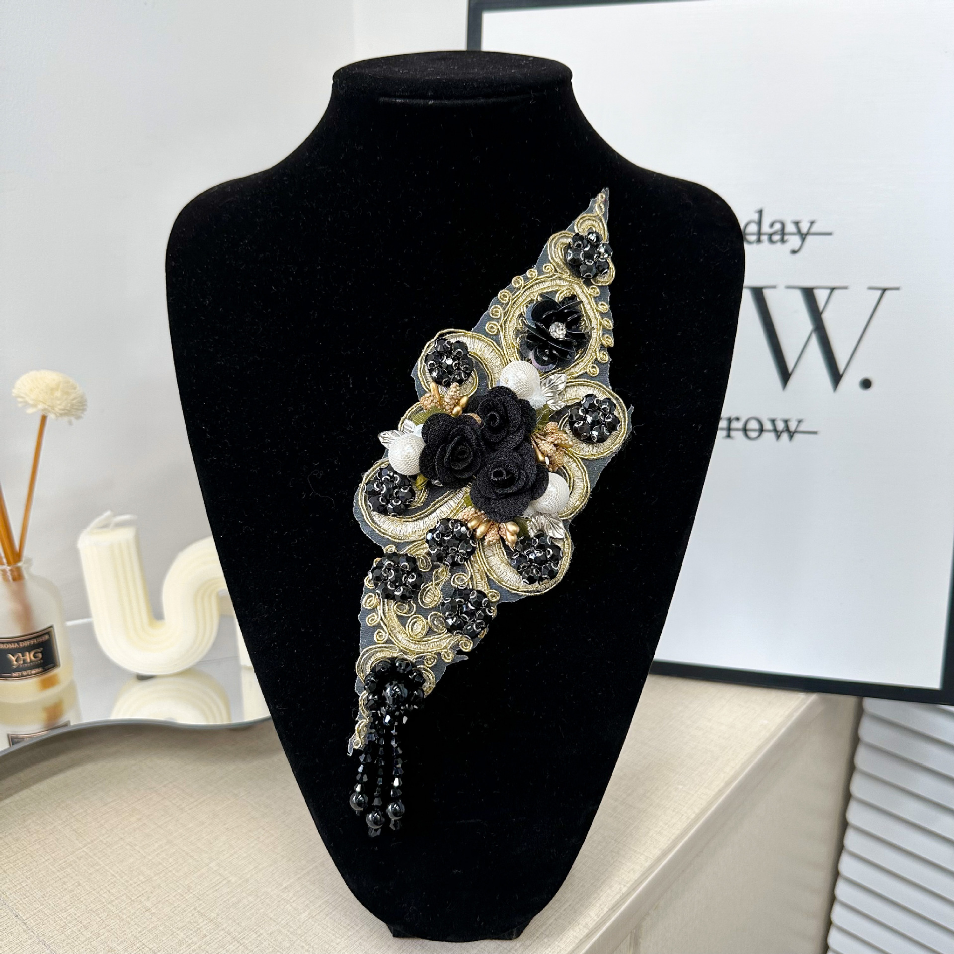 E-commerce delicado bordado clavos perlas de bordado flor de boda flor de novia ropa de decoración de estilo nacional accesorios multicolores image 11