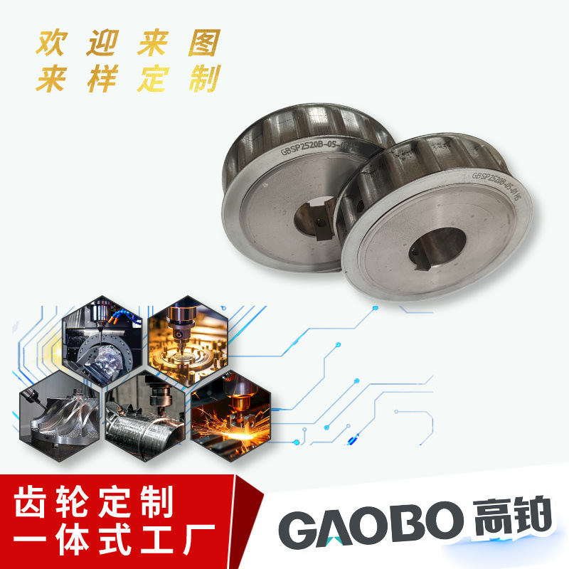 高精度8M22齿同步带轮玻璃机械传动齿轮耐磨铝合金非标弧形齿加工