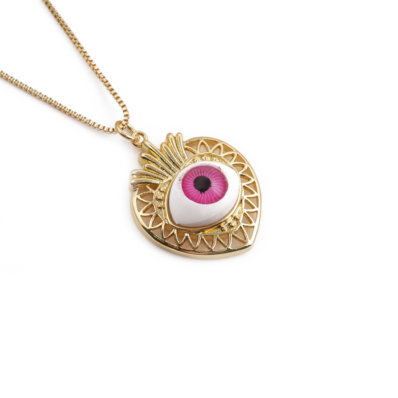 fashion hollow eye heart copper necklace wholesale nihaojewelry