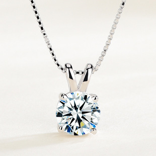 s925 sterling silver pendant with chain 1 karat White zircon necklace clavicle chain women's fashion personality four claw jewelry wholesale