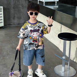 哪吒男童夏装套装2026新款儿童夏季短袖宝宝帅气潮夏款两件套