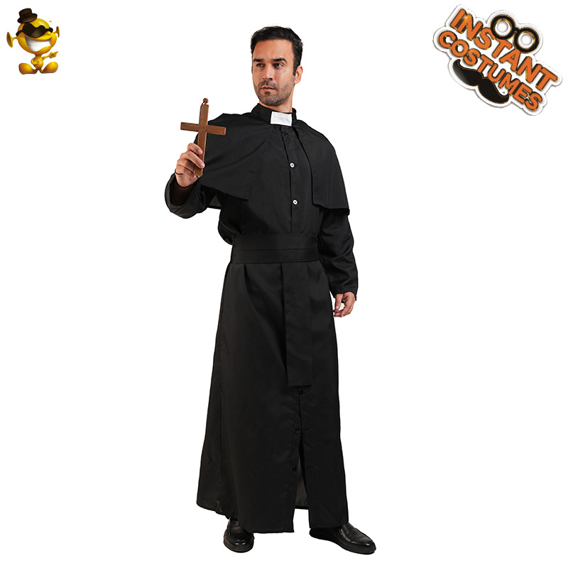 Halloween Adult Priest Priest Godfather Costume Stage Performance Costume COS Costume Cosplay Cross Border Distribution