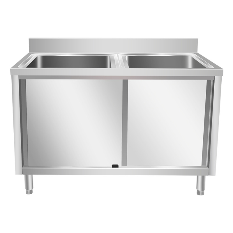 gabinete de piscina de acero inoxidable simple doble tres ranuras comedor lavabo de verduras gabinete de drenaje piscina de desinfección lavabo lavabo lavabo multifuncional