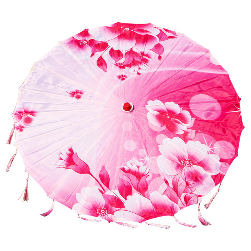 Embroidered silk fabric tassel umbrella Hanfu prop ancient costume umbrella performance runway umbrella qipao photography dance rice paper umbrella