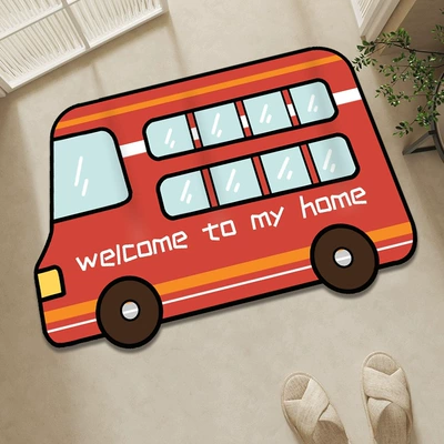Avtomobil döşəmə paspasları: mat Internet celebrity cute ins - red-double-deck-bus-4060cm