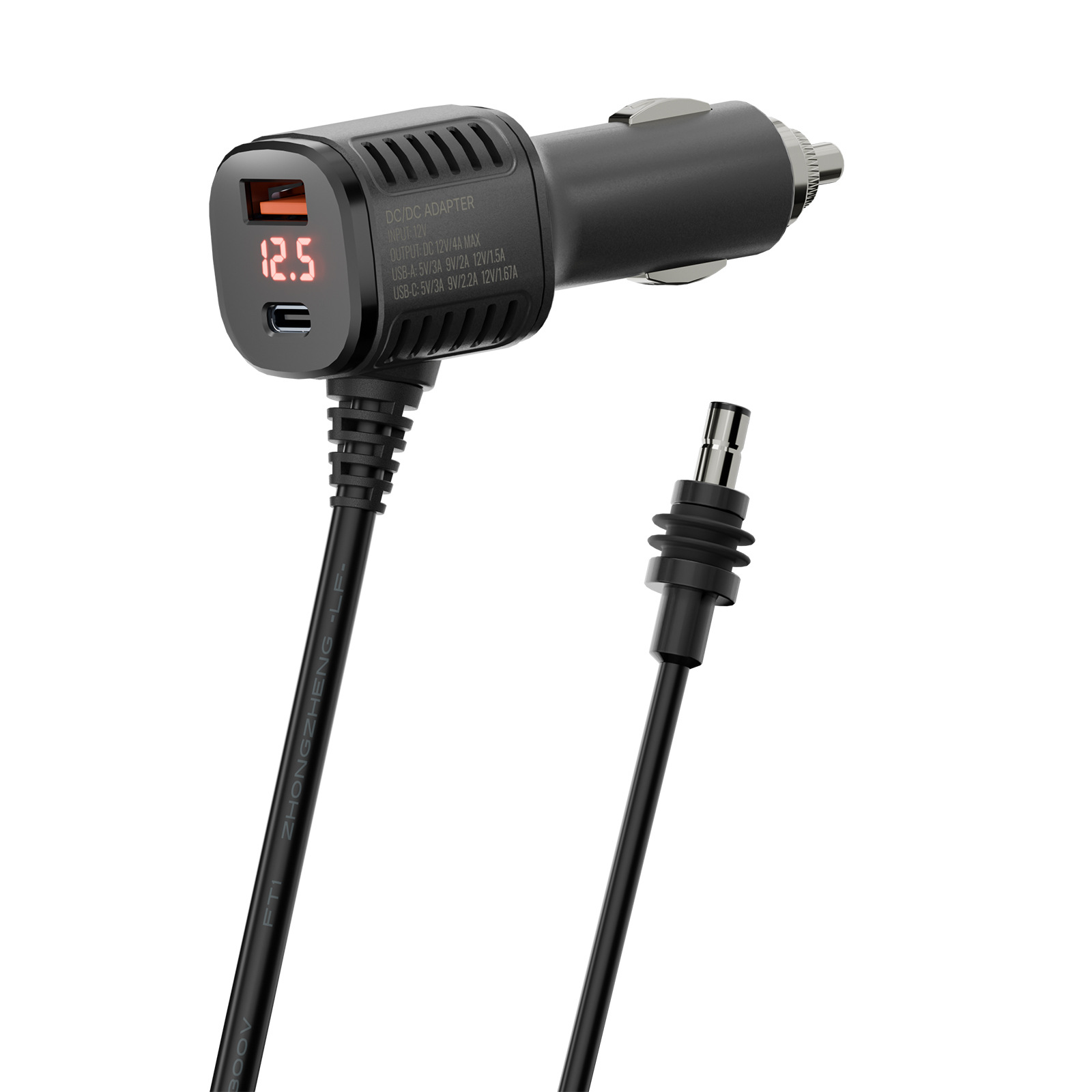 Cross-Border 12V/24V to 30V 3.5A Booster Power Cable Dc Digital Display Car Cigarette Lighter Dc Power Supply Cable