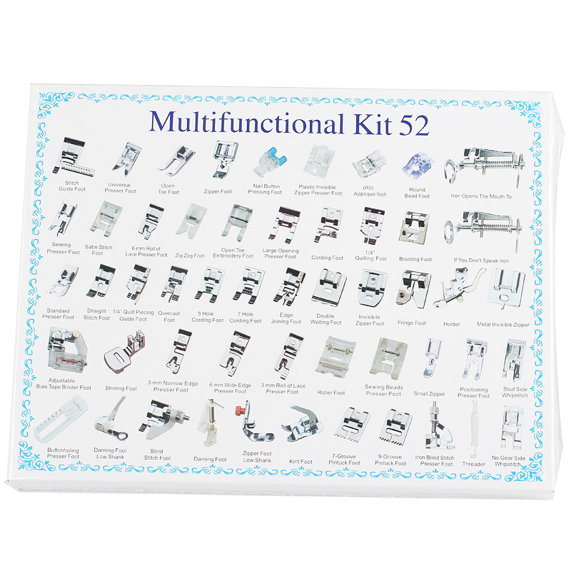 Máquina DE COSER doméstica prensatelas multifuncional accesorios de costura 32 tipos 42 tipos 52 unidades 62 unidades prensatelas traje de costura