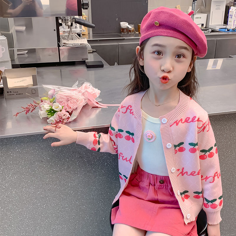 女童毛衣外套秋冬款加绒宝宝洋气秋季儿童针织开衫秋装直播K2531