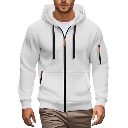 2025 Euro Code Autumn/Winter Men's Zip Hooded Sweatshirt Men's Sporty Casual Open Jacket Batch