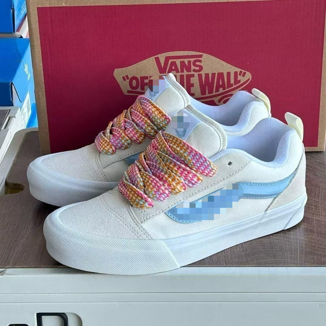 & Summer Vans Rainbow Shoelace Limited Edition Thick-Soled Sneakers, Retro and Versatile Casual Sports Shoes for Men and Women