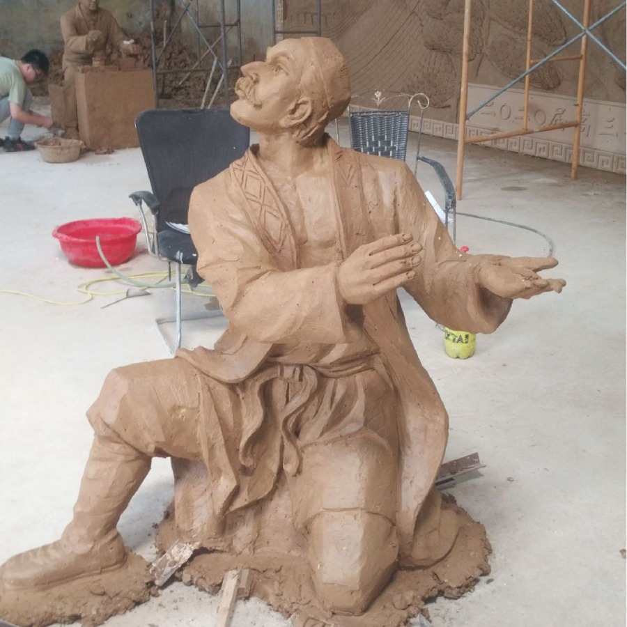 泥塑雕像新疆人物跳舞雕塑少数民族民俗文化景观案例曲阳玻璃钢