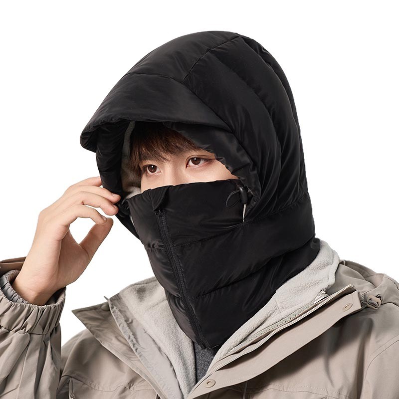 围脖面罩一体帽男冬季骑行保暖加绒羽棉帽子防风防寒滑雪雷锋帽潮|undefined