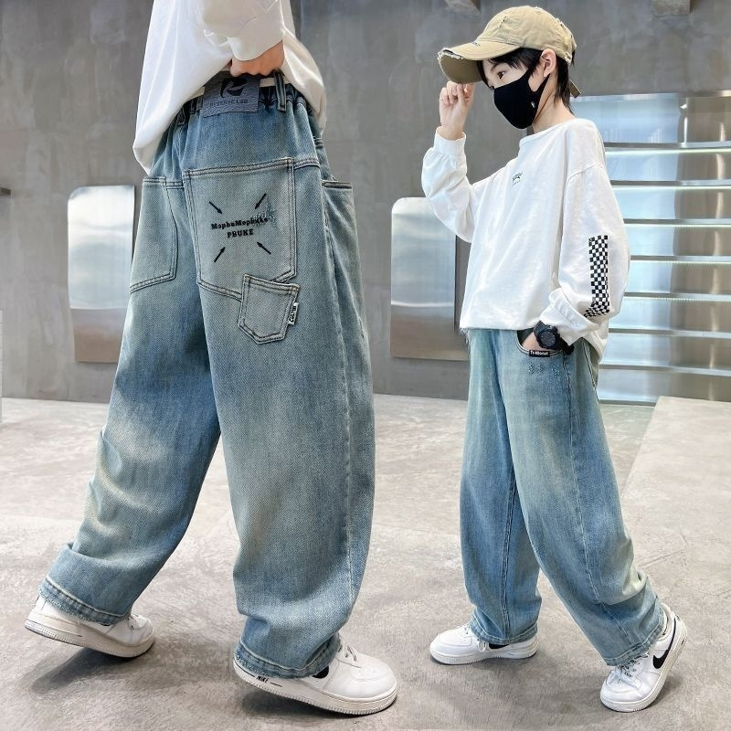 Boys' Spring and Autumn Jeans New Style Long Pants Korean Fashion Harem Pants Stylish Big Kids' Dad Pants Boys' Spring and Autumn Jeans New Style Long Pants Korean Fashion Harem Pants Stylish Big Kids' Dad Pants