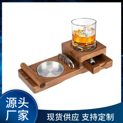 Wooden Whiskey Cup Holder Wine Glass Holder Ashtray Coaster Steel Slot Cigar Ashtray Drawer Cigar Ashtray Wooden Whiskey Cup Holder Wine Glass Holder Ashtray Coaster Steel Slot Cigar Ashtray Drawer Cigar Ashtray