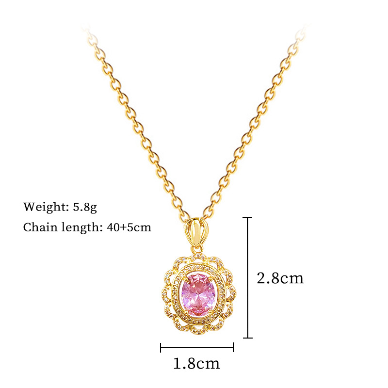 Empty Egg-shaped Heavy Industry Full Diamond Light Luxury Temperament Gorgeous Full Diamond Necklace Female Versatile Collarbone Chain Titanium Steel_voghion.com