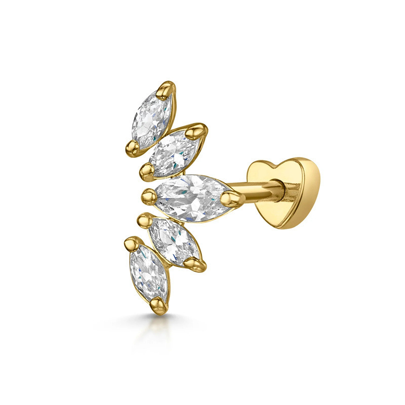 Europa y América Venta caliente s925 plata esterlina ins estilo simple diamante-incrustado personalidad cartílago piercing amor hilo piercing oído hueso uñas