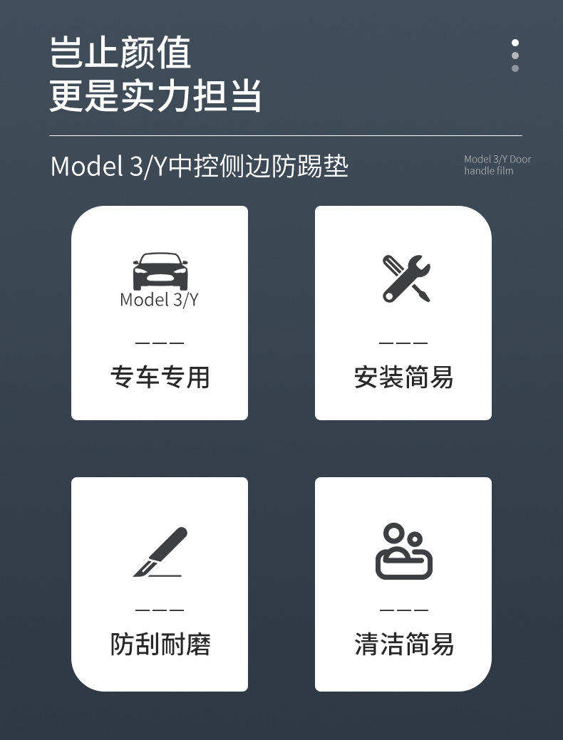 Foreign trade is suitable for Tesla anti-kick guard plate Huanxin ModelY/3 central control side anti-kick pad protection plate interior decoration