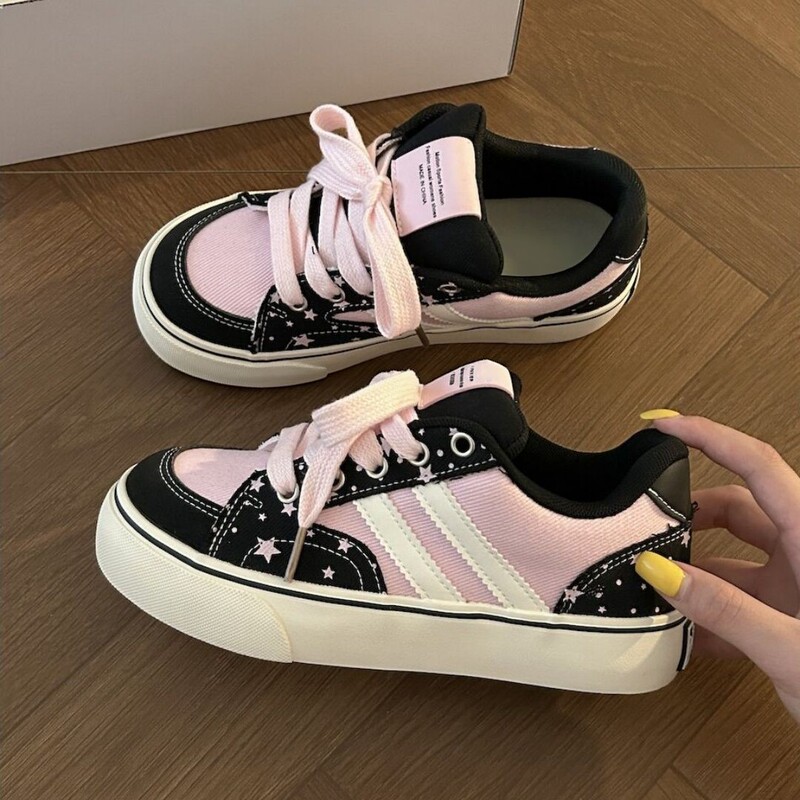 2026 Autumn Fashion Versatile Color-Block Lace-Up Thick-Soled Comfortable Non-Slip Wear-Resistant Low-Cut Student Sports Shoes for Women