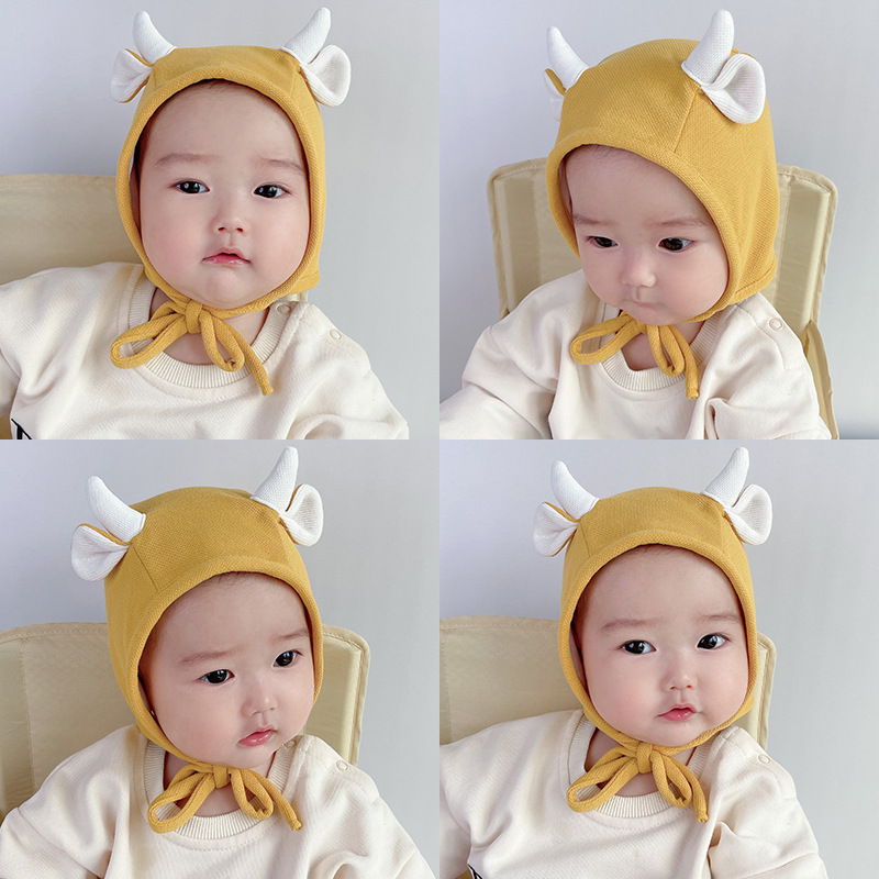 ins小熊新生婴儿春秋薄款胎帽0-12月无骨可爱宝宝包头套头帽子|undefined