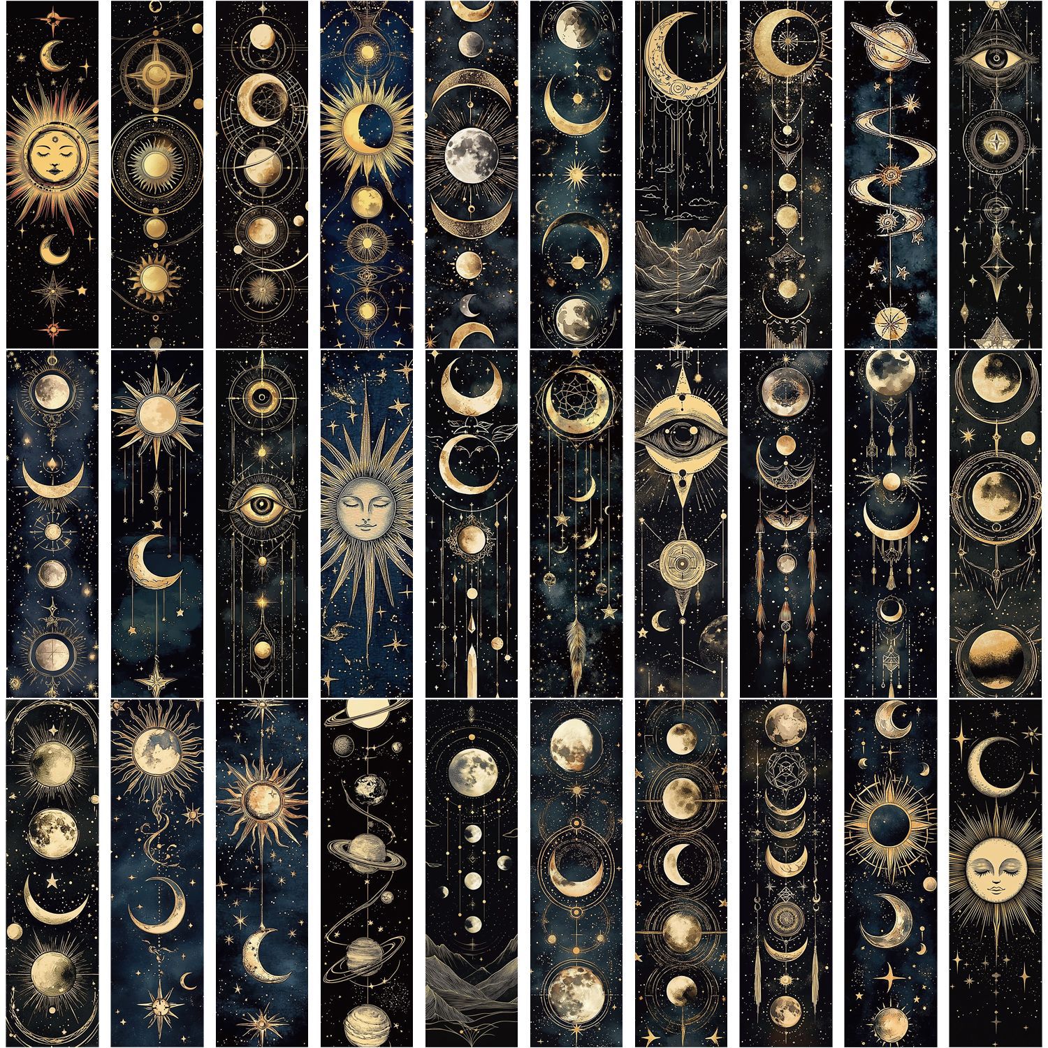 68g Weight Bookmark Stationery Type a Pack of 30 Quantity School, Graduation Occasion Paper Material Sun, Star, Moon Pattern Cute, Vintage Style Style A Pack Of 30 Sun Star Moon School Graduation Paper Cute Vintage Style Bookmark 9