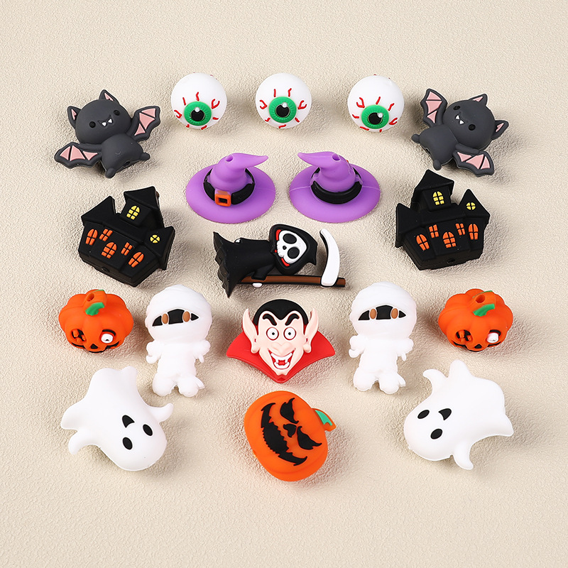 新しいハロウィン 3D シリコーンビーズルースビーズクリエイティブ diy ブレスレットジュエリー食品グレードカボチャシリコーンビーズ卸売