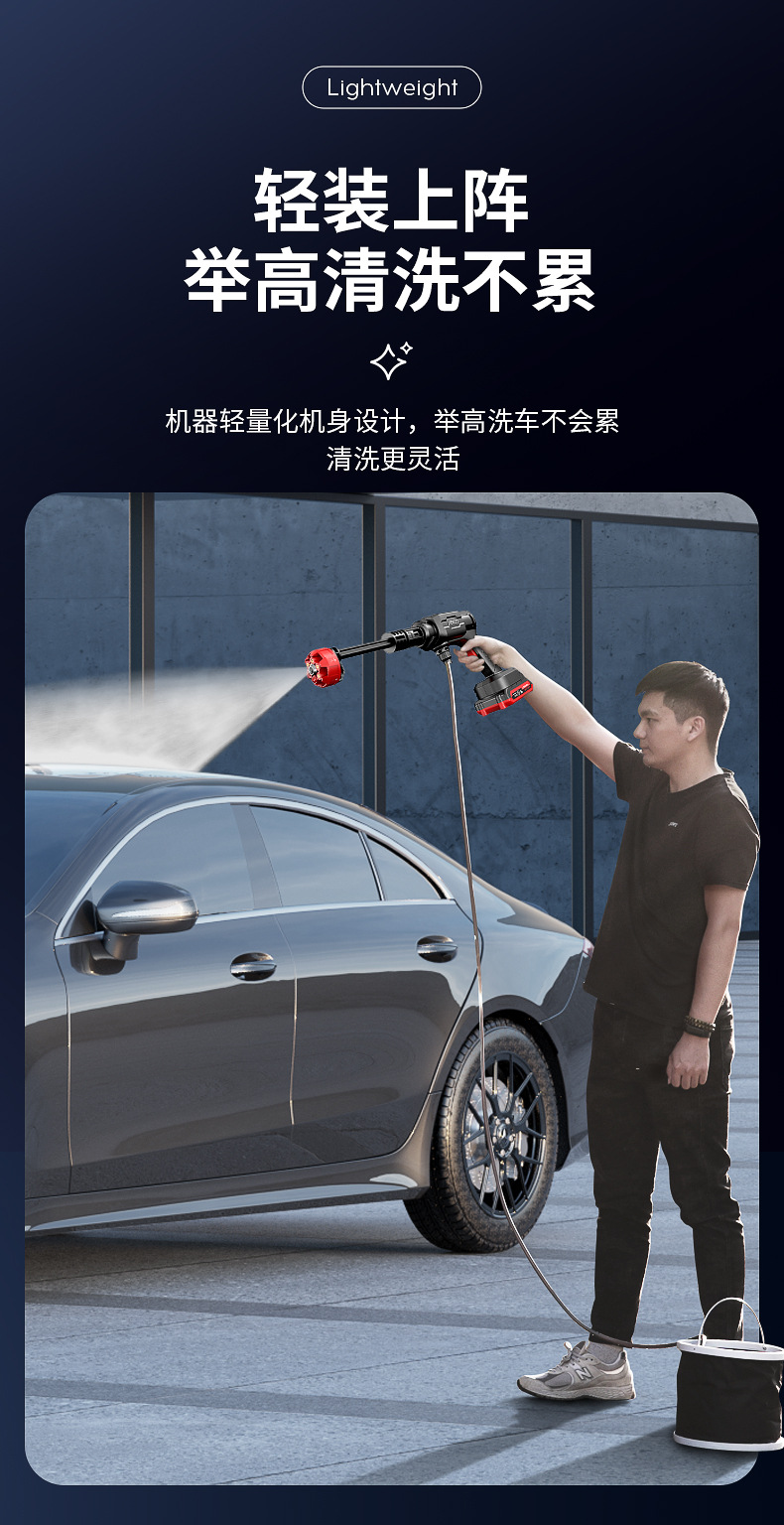 Geno Wireless Car Washer Car Wash Gun Car Household High Voltage Lithium Battery Car Brush High Power Handheld Charging Water Gun