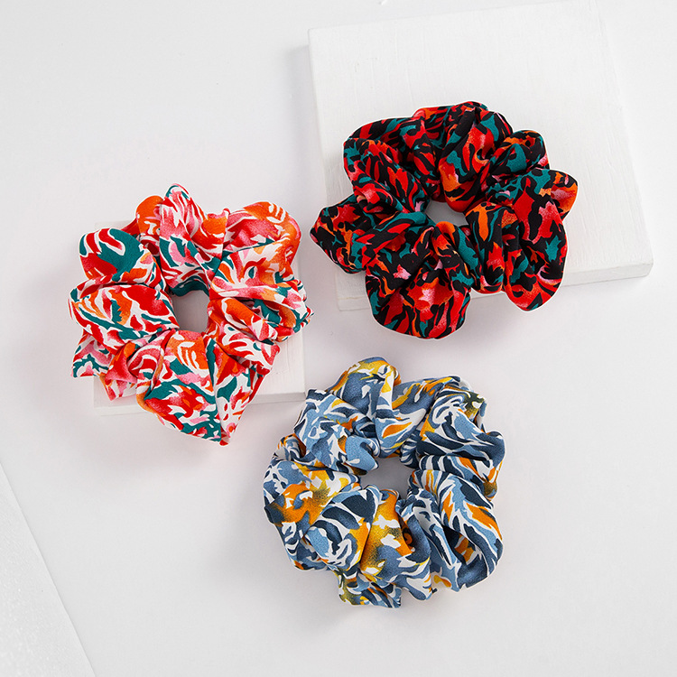 Fashion Printing Hair Ring Flower Contrast Color Hair Accessories display picture 1