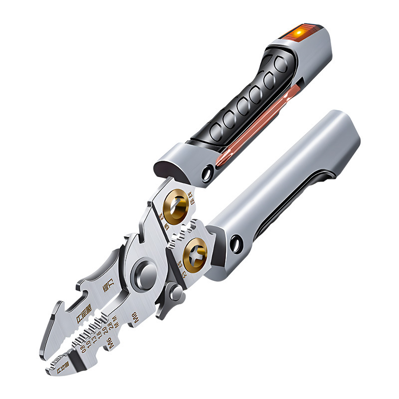 Nuevo acero inoxidable 21 en un cinturón de medición eléctrica abrazaderas de stripper de alambre de comercio exterior 7 pulgadas herramientas eléctricas especiales abrazaderas de stripper multifuncionales