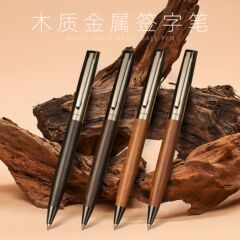現物原木黒チタンサインペンオフィスビジネス金属ボールペンギフトボックス木製金属ペンギフトペン