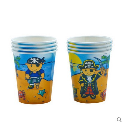 Cross border blue pirate theme boy birthday party disposable Cartoon Printing paper Drink Cup 8
