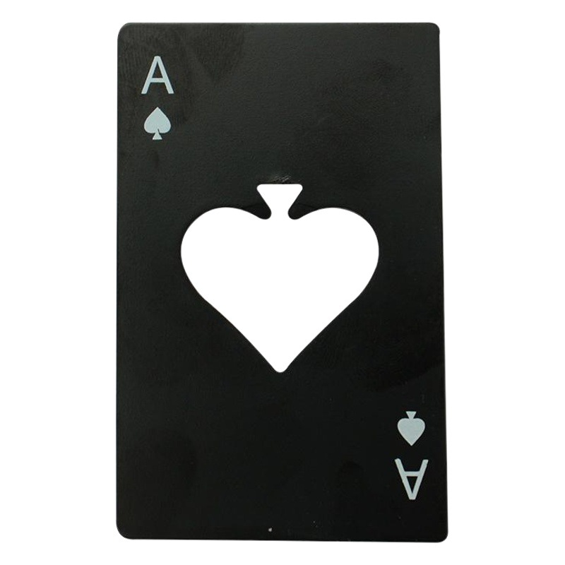 Negro melocotón una tarjeta de crédito abrebotellas creativo poker-en forma de acero inoxidable herramienta hogar abrebotellas cerveza destornillador