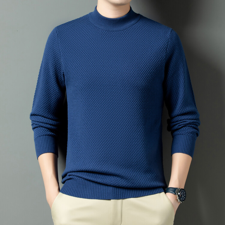 Suéter para hombre Suéter de base juvenil de invierno Suéter de manga larga de cuello medio alto cálido Suéter de todo fósforo nuevo para hombre
