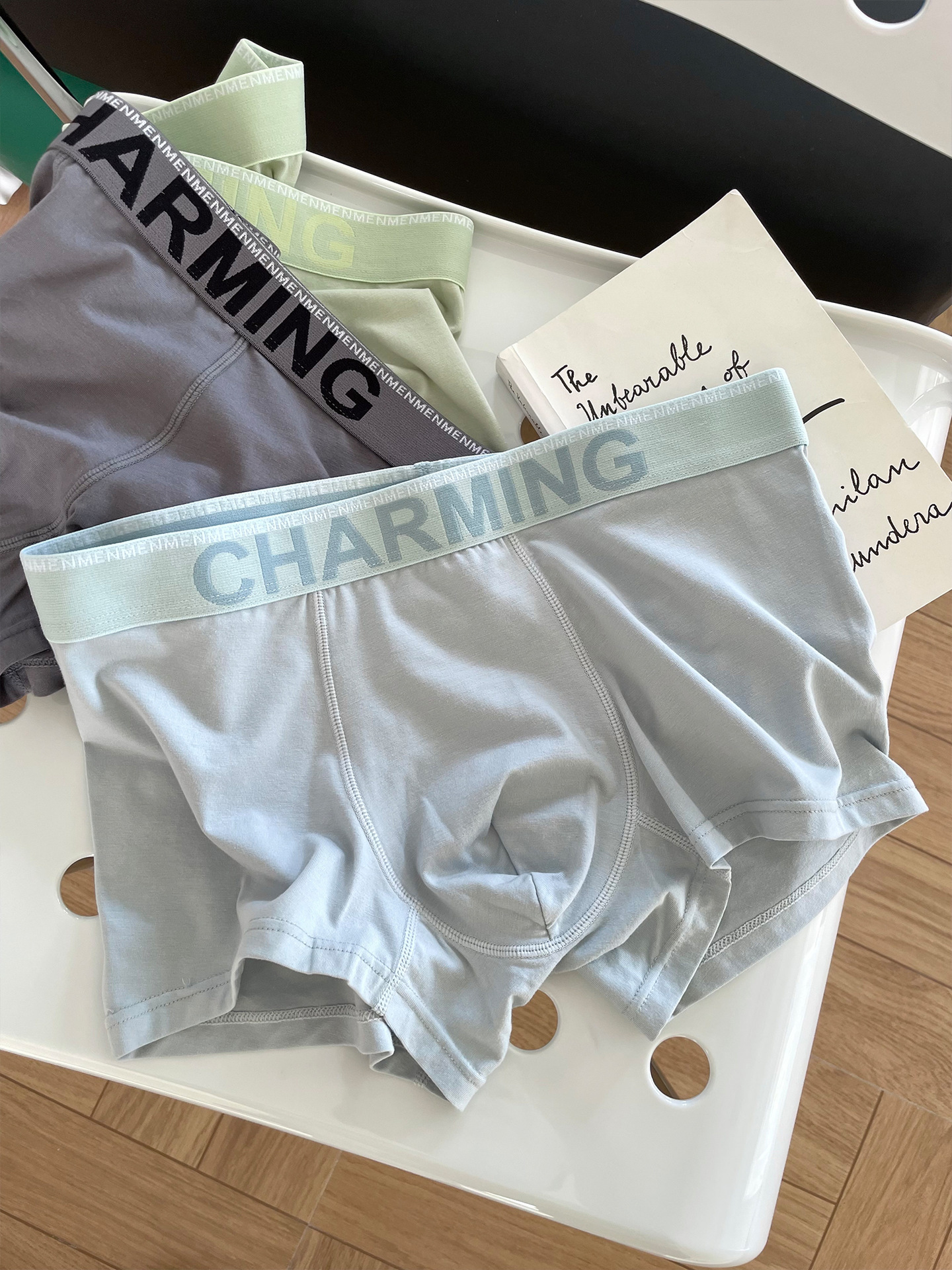 Contraste color espacio pantalones ~ modal RC algodón ropa interior de los hombres simples cómodos pantalones cortos de cintura Borde de moda de los hombres boxeadores