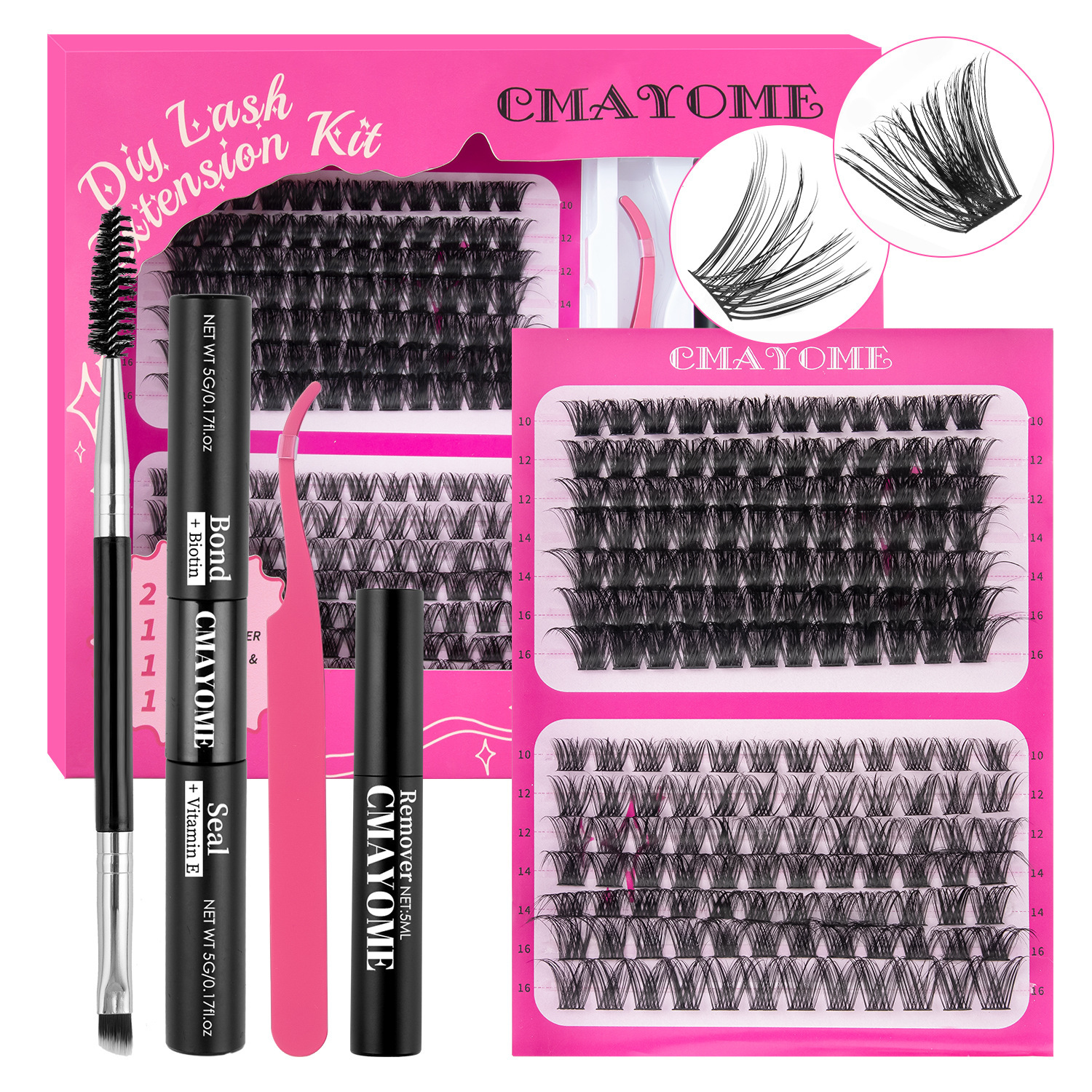 Evropski in ameriški čezmejni 168 enojni grozd D ukrivljene umetne trepalnice lepilo komplet DIY segmentirane naravne debele trepalnice_voghion.com