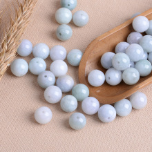 绿白A货翡翠散珠子diy饰品手链项链挂绳玉珠串珠圆珠厂家批发