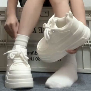 White Dopamine White Shoes for Women 2025 Spring and Summer Versatile Ins Trbottomy High-Looking Platform Sole Student Sneakers