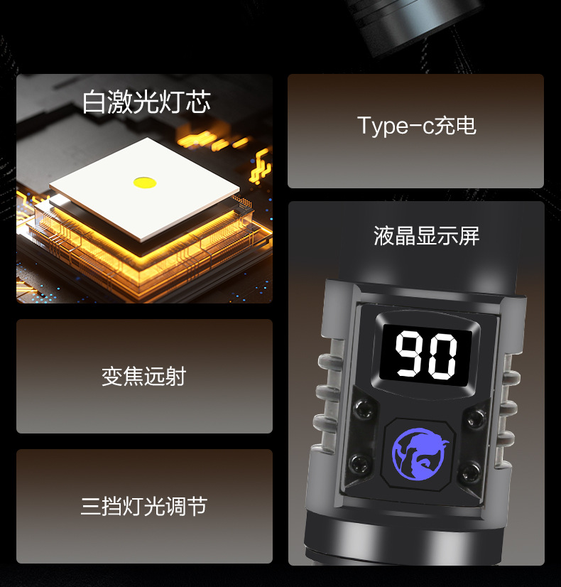 Cross-Border Electric Display Flashlight, Strong Light Laser Gun, Rechargeable, Portable, Long-Lasting, Ultra-Bright Emergency Long-Range Outdoor Lighting
