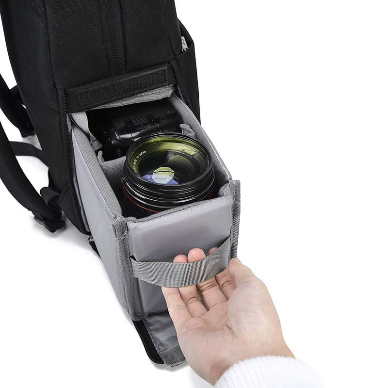 Camera backpack (Cwatcun), modular camera bag with laptop pocket, waterproof, tripod straps