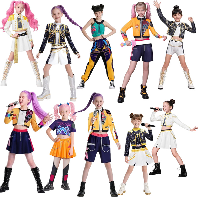 25 Amazon Hot New Products Demon Hunter Anime Cosplay Costumes Popular Singer 3D Printed Women's Clothing for Children