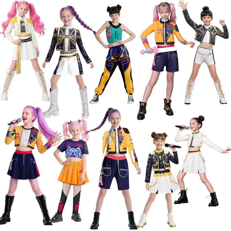 25 Amazon Hot New Products Demon Hunter Anime Cosplay Costumes Popular Singer 3D Printed Women's Clothing for Children