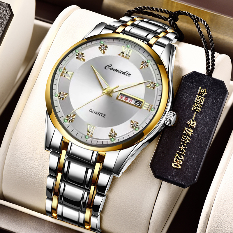 全自动机芯手表男士双日历防水夜光非机械表跨境新款一件代发正品