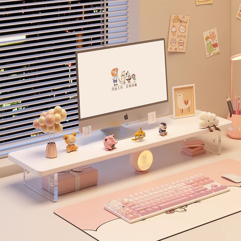 아크릴 공중부양 높이 조절 책상 데스크탑 컴퓨터 화면 패드 모니터 높이 조절 보관함
