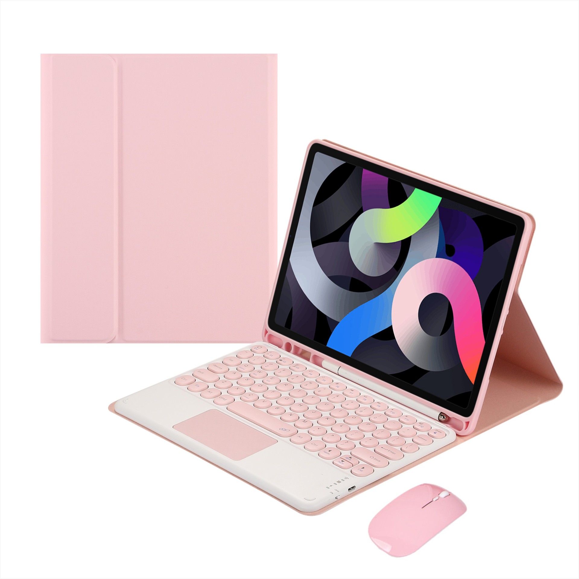 適用iPad10代10.9保護套圓鍵帽藍牙鍵盤10.2無線觸控鍵盤藍牙鼠標