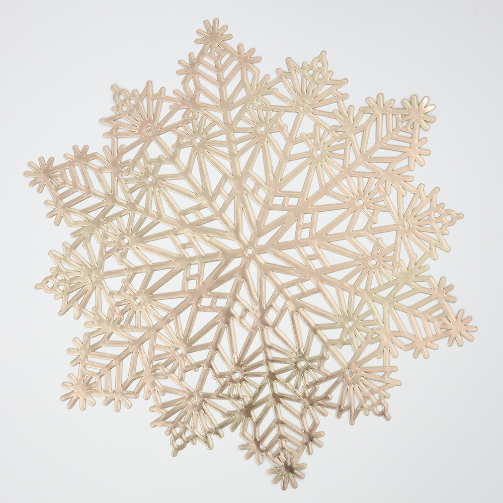 Copo de nieve hueco mantel pvc occidental mantel irregular dorado plata impermeable antideslizante estera de aislamiento estera de mesa montaña
