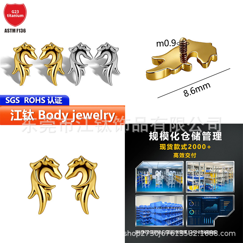 Pointed titanium steel lip stud product view