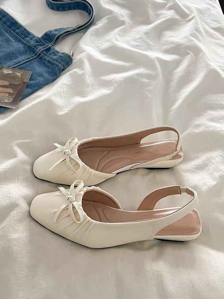 Explosiones de estilo francés con cabeza de media zapatillas para mujeres 2026 verano nuevo arco de tacón bajo sandalias de viento suaves para mujeres image 6