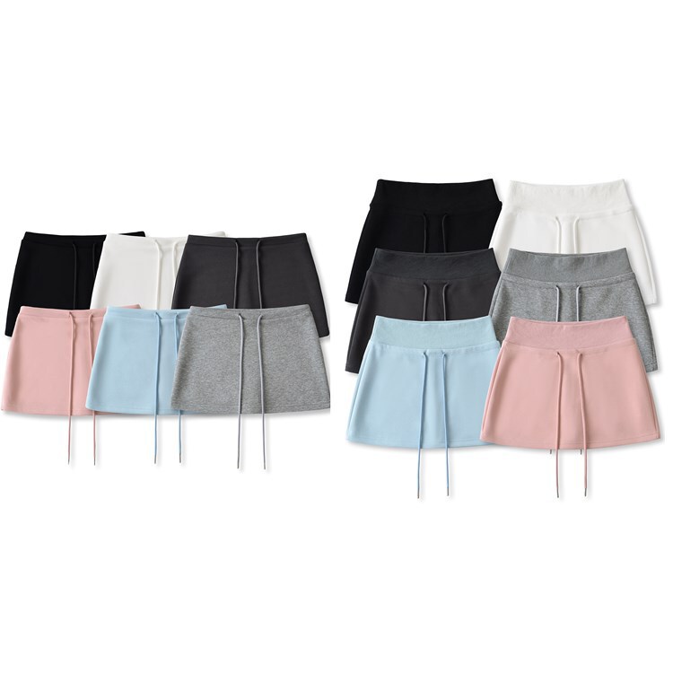American Hot Girl Casual Sports Skirt Skirt for Women 2025 Spring and Summer New Drawstring Hip-Covering A-Line Pants Skirt Short Skirt